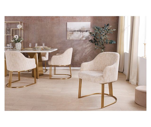 Set de 2 scaune, bej & șampanie