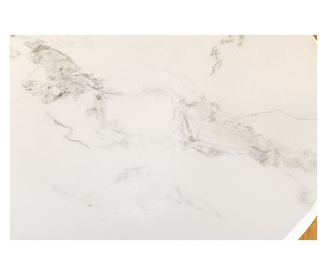 Masa de dining, efect marmură albă, culoare șampanie