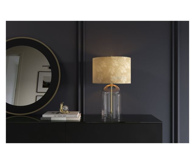 Lampă de masă, alb, auriu, transparent, aurie