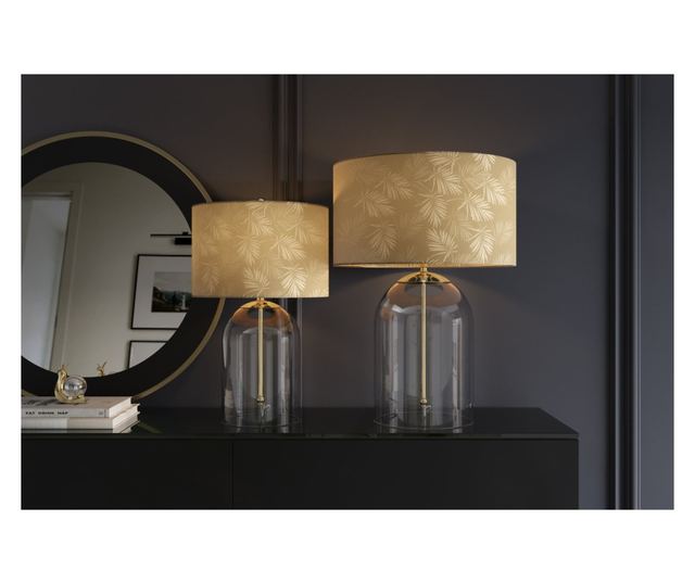 Lampă de masă, alb, auriu, transparent, aurie