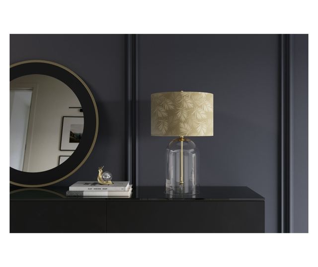 Lampă de masă, alb, auriu, transparent, aurie