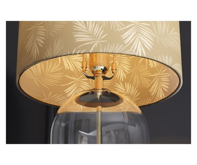 Lampă de masă, alb, auriu, transparent, aurie