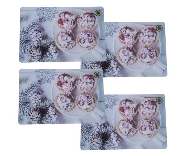 Set suport farfurie pentru servirea mesei, model Pufo Sugar, 4 bucati, 44 x 29 cm