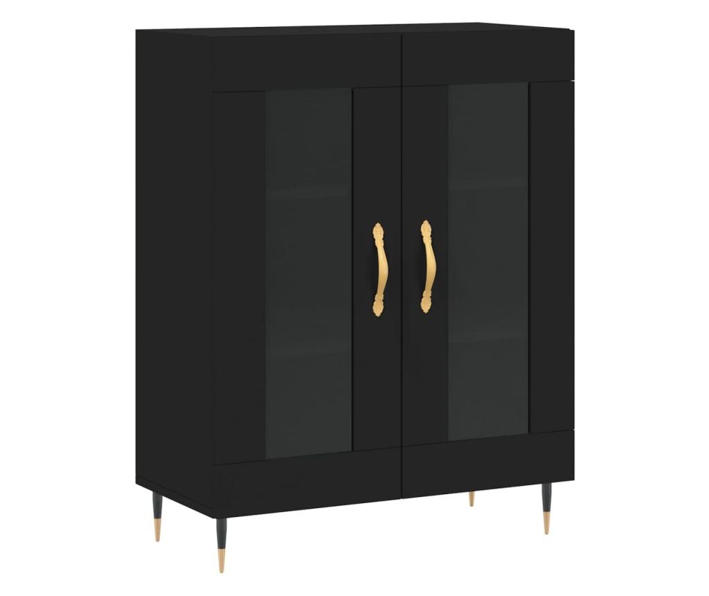 Visoka crna komoda, 69,5x34x180 cm, kompozitno drvo - 7