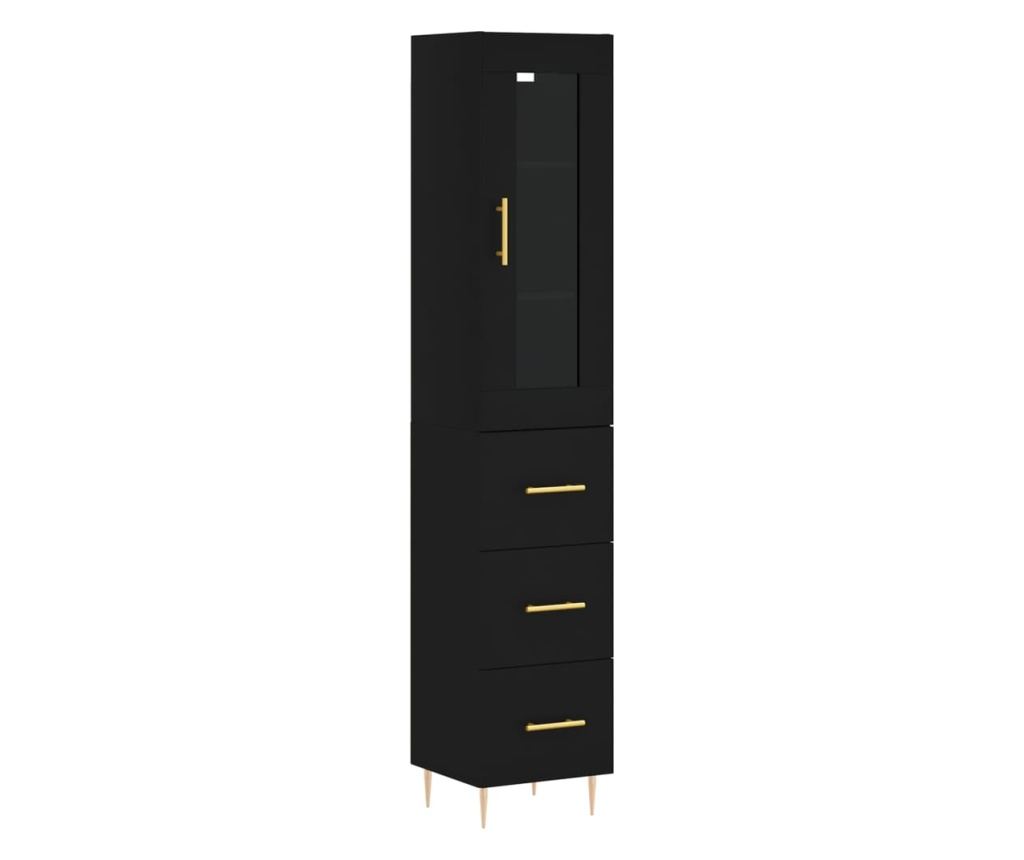 Visoka crna vitrina, 34,5x34x180 cm, obrađeno drvo - 2