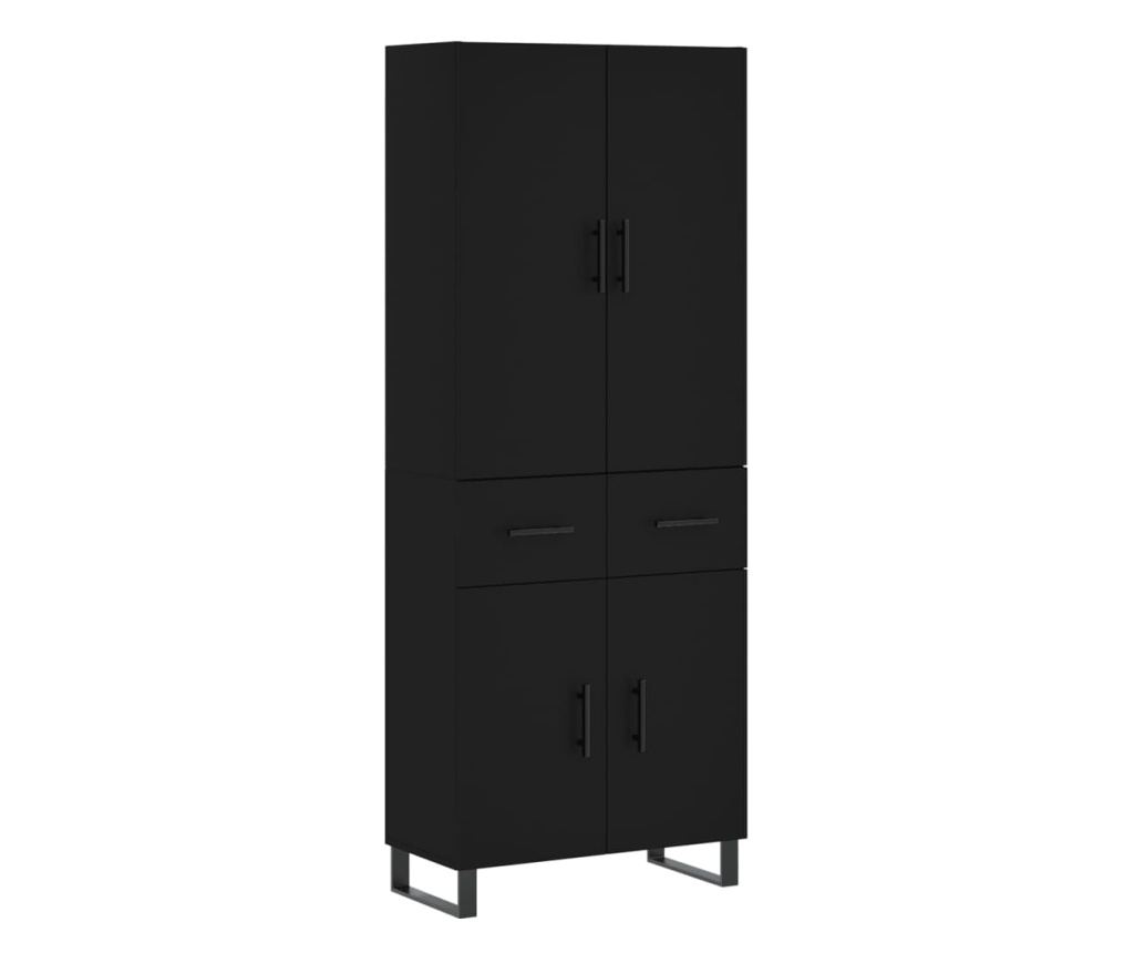 Visoka crna komoda, 69,5x34x180 cm, kompozitno drvo - 2