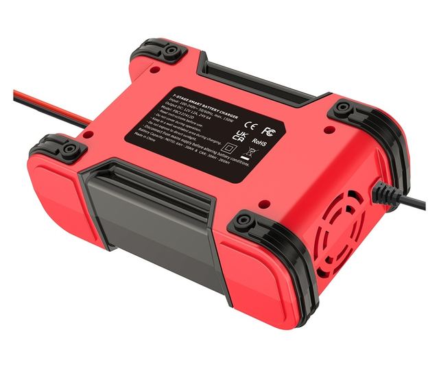 FOXSur FBC122412D intelligens autós akkumulátortöltő egyenirányító, 12V 12A/24V 6A, 7 töltési lépés, LCD, AGM, GEL, SLA, nedves,