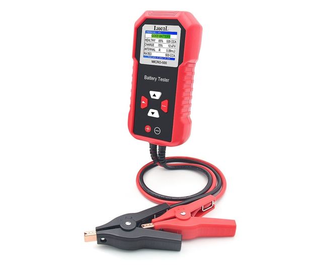 Lancol MICRO-500 autóakkumulátor teszter, gyorsellenőrző 12V ólom-sav és LiFePO4, kompatibilis AGM, GEL, EFB, QR Code eredmények
