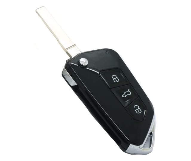 Carcasa Cheie Auto tip Briceag Techstar Modificata, 3 Butoane, Compatibila Volkswagen Golf 5, Passat B6, Touran, Jetta, Skoda Oc