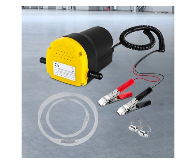 Pompa transfer motorina Techstar 12V, 45L/min, cu bypass, autoamorsanta, pompa electrica alimentare motorina cu cleme și furtune