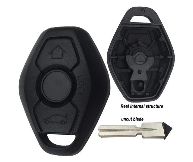 Techstar autókulcs-ház 3 gombbal és 4 pólusú pengével BMW-hez – kompatibilis az E46, E39, E60, X3, X5 modellekkel