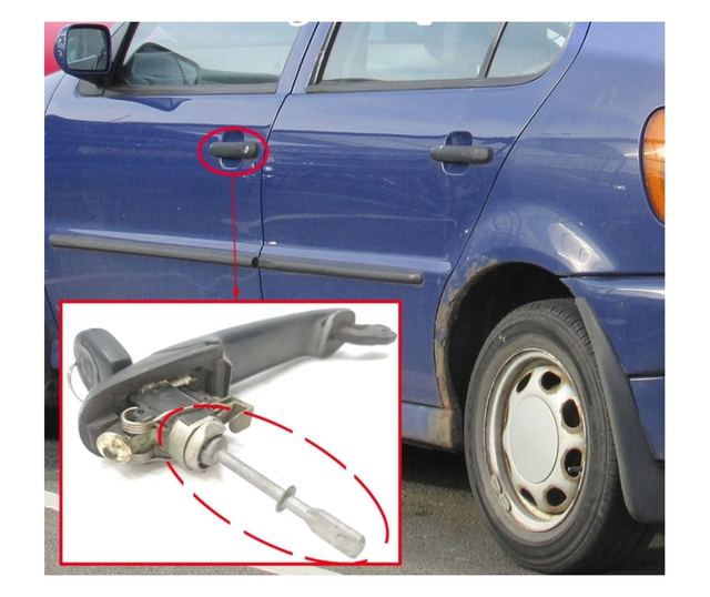 Kit reparatie incuietoare yala usa auto Techstar, compatibil VW Polo Classic 6KV, Caddy 9K, Seat Cordoba, Ibiza, butuc fata stan