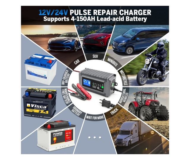 Demuda Power DC10 intelligens egyenirányító – gyorstöltés autó- és motorakkumulátorokhoz 12/24V, 10,5A