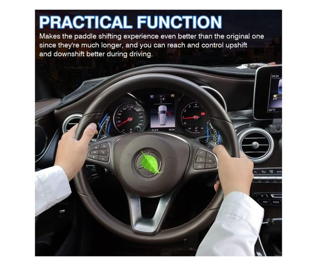 Kormánykerék váltólapát hosszabbító készlet, Kompatibilis Mercedes-Benz A-osztály W176, B-osztály W246, C-osztály W204/W205, CLA