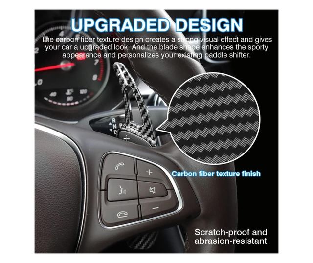 Kormánykerék váltólapát hosszabbító készlet, Kompatibilis Mercedes-Benz A-osztály W176, B-osztály W246, C-osztály W204/W205, CLA