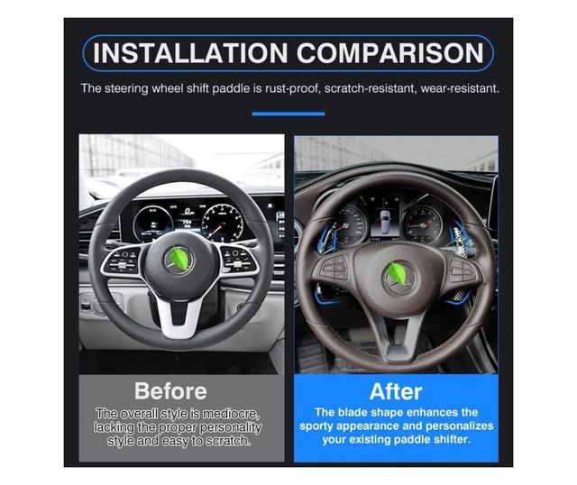 Kormánykerék váltólapát hosszabbító készlet, Kompatibilis Mercedes-Benz A-osztály W176, B-osztály W246, C-osztály W204/W205, CLA