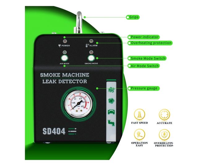 Techstar® SD404 levegő- és füstszivárgásérzékelő, nyomásmérővel, túlmelegedés elleni védelemmel és nyomásjelzővel, professzionál