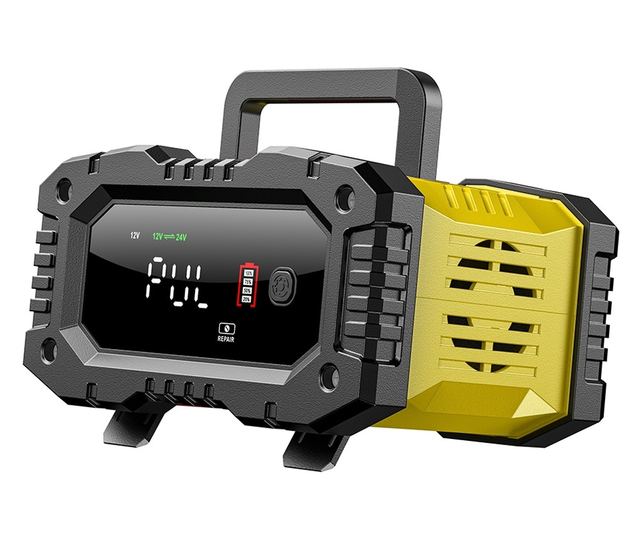 FOXSUR 12V/24V 10A digitális autós egyenirányító LED kijelzővel, 6Ah-200Ah akkumulátortöltéssel, impulzusjavító funkcióval, telj