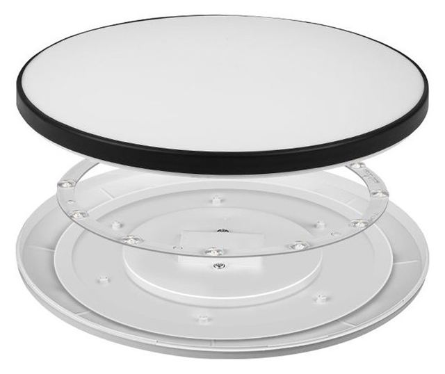 LED Techstar® Light LL4, 16 W, kerek, vékony kialakítás, fém tok, rovarvédelem, CRI 80, 3000K, meleg fehér, fekete