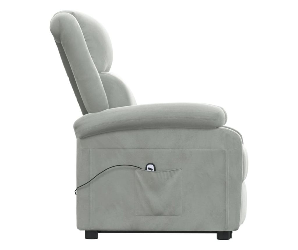 Dvignjivi naslanjač, svetlo siv, žamet - 4