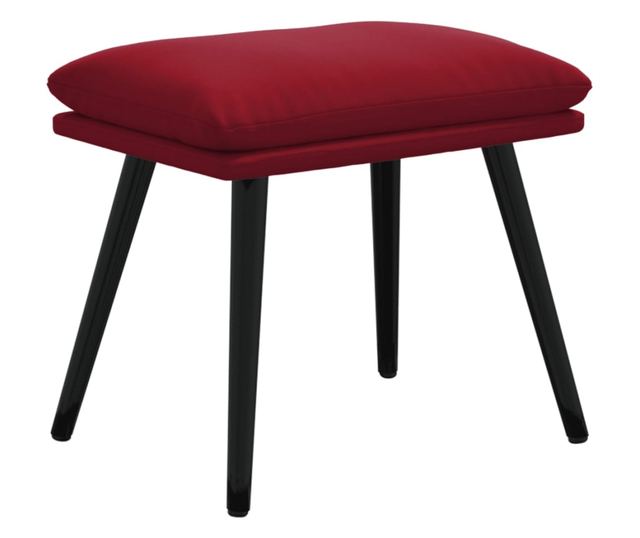 Naslanjač z otomanom, vinska rdeča, žamet