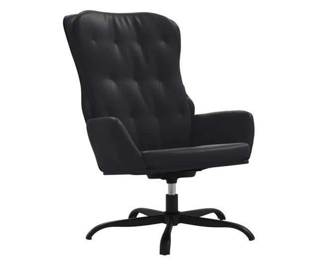 Naslanjač z oporo za noge, črn, umetno usnje