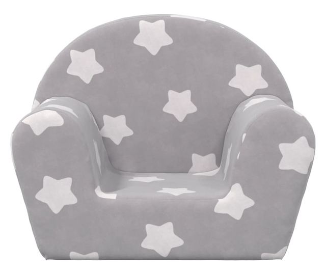 Otroška kavč, svetlo siva z zvezdami, mehak pliš