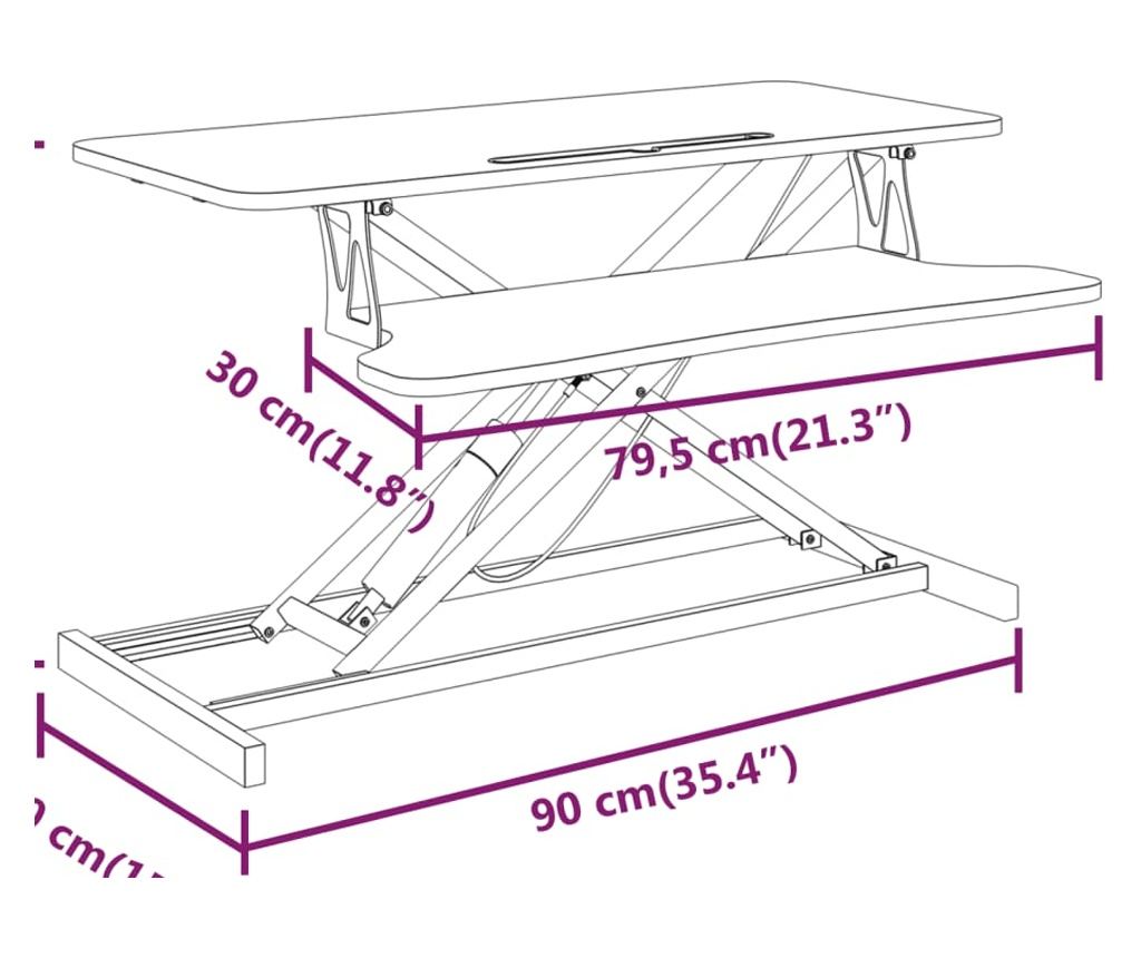 Ρυθμιζόμενος Σταθμός Εργασίας 90x40x(13-50) εκ. Ατσάλι Επεξεργασμένο Ξύλο - 8