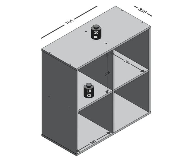 FMD Raft vertical cu 4 compartimente, stejar