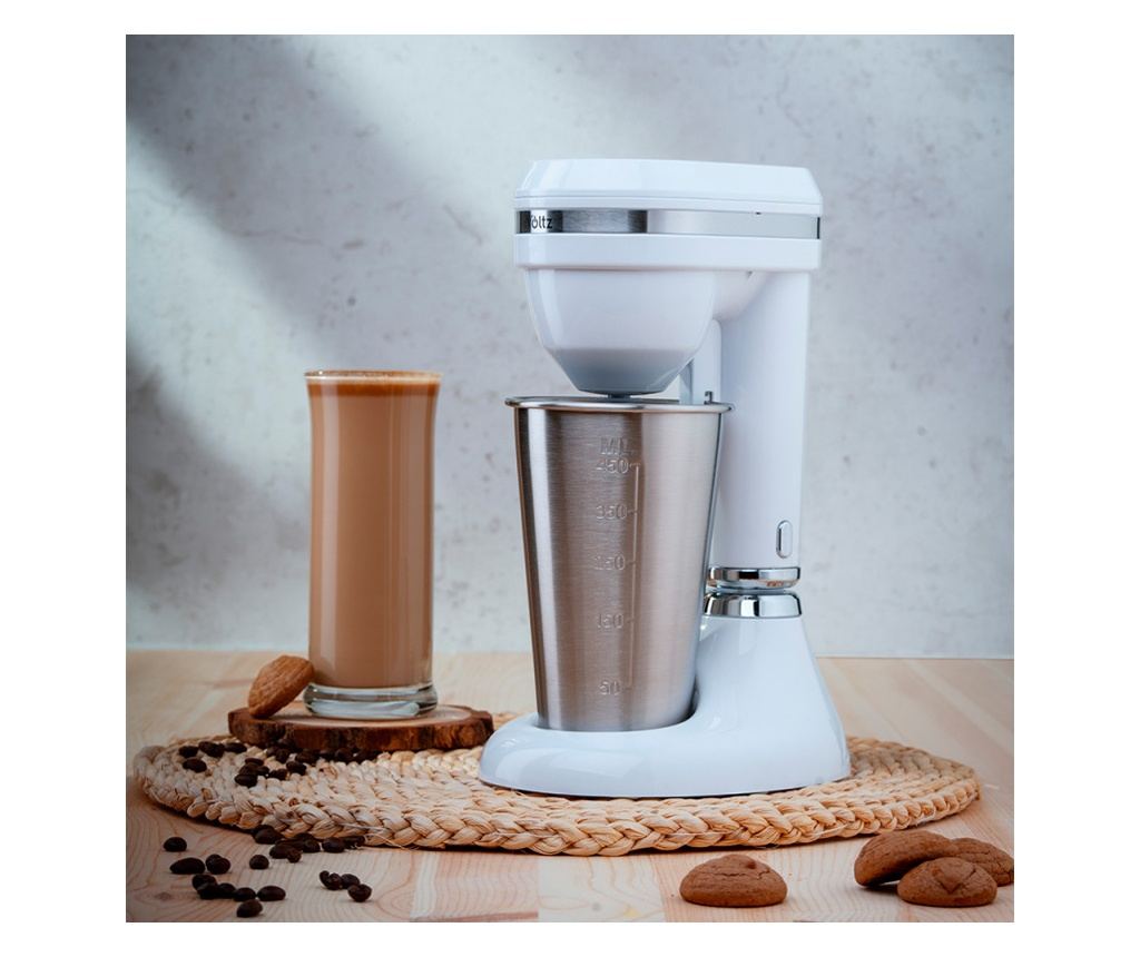 Mixer Frappe Oliver Voltz OV51163E, 100W, Cana din otel inoxidabil cu capacitate 450 ml, 2 viteze, tel din otel, Alb - 3
