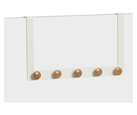 Suport pentru usa Zeller, metal/bambus, 41x5x25 cm, alb/maro