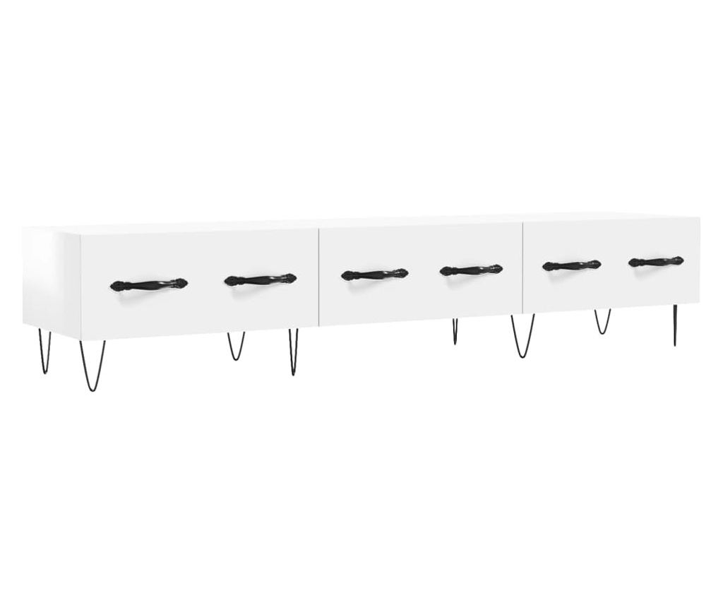TV komoda, bijela visokog sjaja, 150x36x30 cm, obrađeno drvo - 2