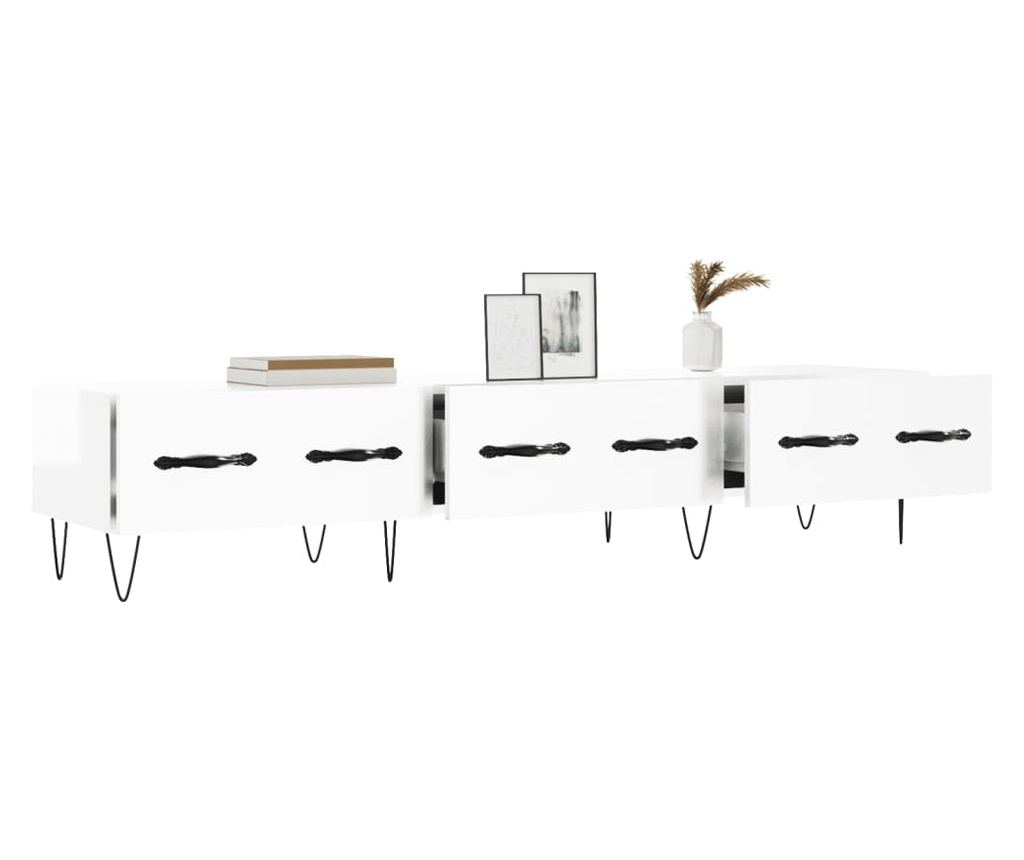 TV komoda, bijela visokog sjaja, 150x36x30 cm, obrađeno drvo - 4