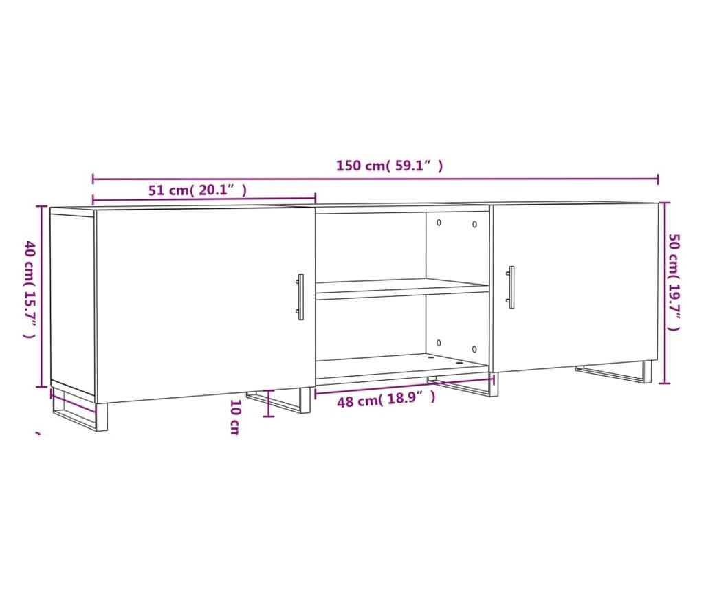 TV komoda, smeđi hrast, 150x30x50 cm, kompozitno drvo - 12