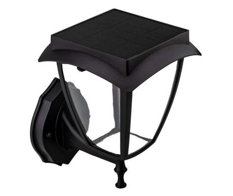 Aplica LED solară pentru exterior V-Tac, 2W, neagră, lumina calda/rece, IP65