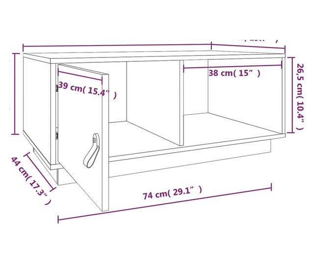 Mizica za kavo, 80x50x35,5 cm, masivno borovo leso
