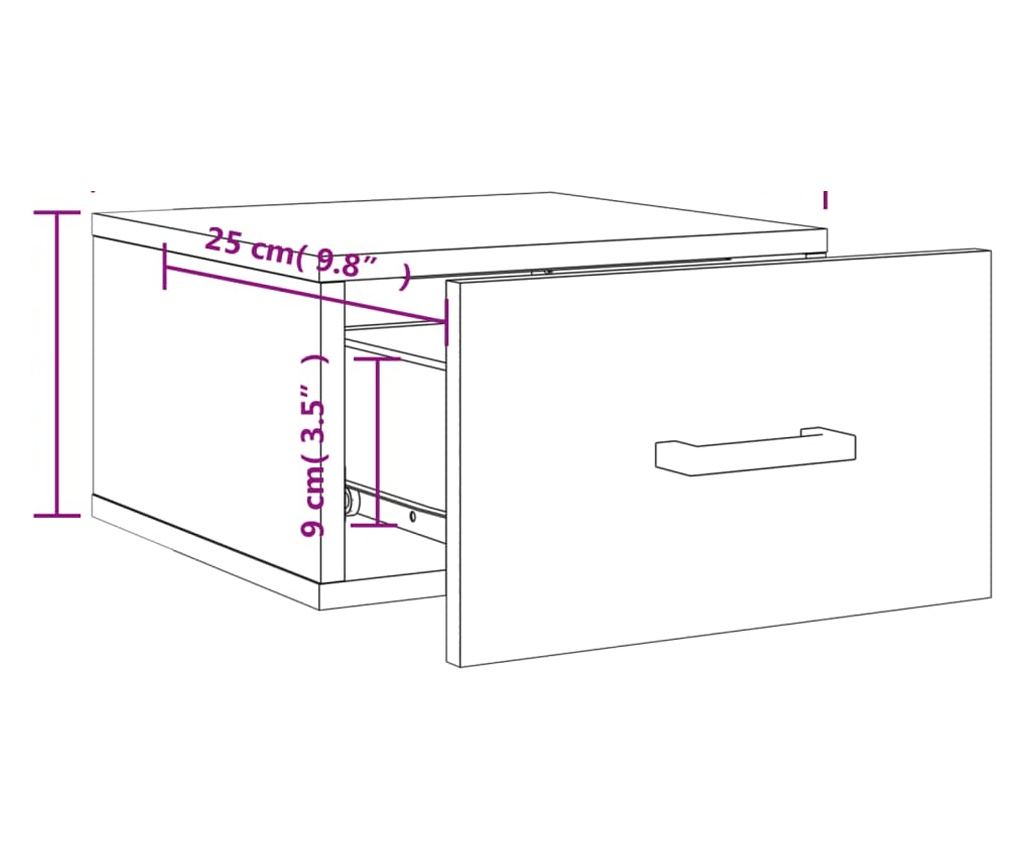 Стенна нощна шкафче, дъб сонома, 35x35x20 см - 12