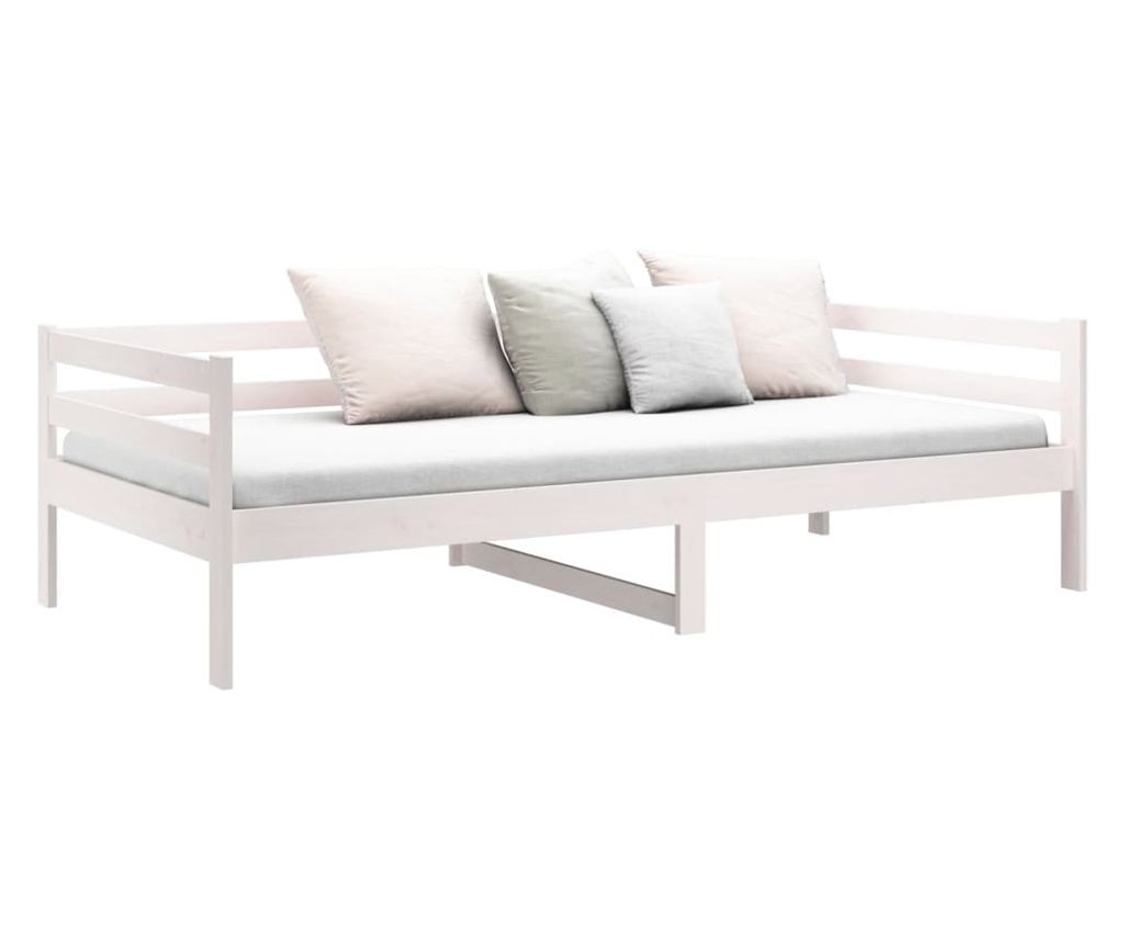 Day bed, λευκό, 90x190 cm, μασίφ ξύλο πεύκου - 6