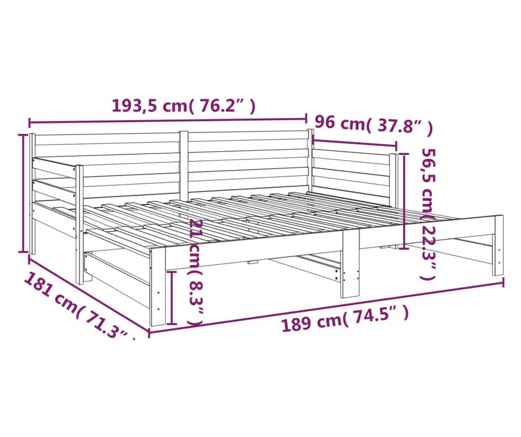 Επεκτεινόμενος Καναπές-Κρεβάτι Μαύρος 2x(90x190) εκ. Μασίφ Ξύλο Πεύκου - 12