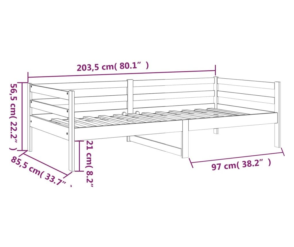 Дневно легло, 80x200 см, Масивна борова дървесина - 11