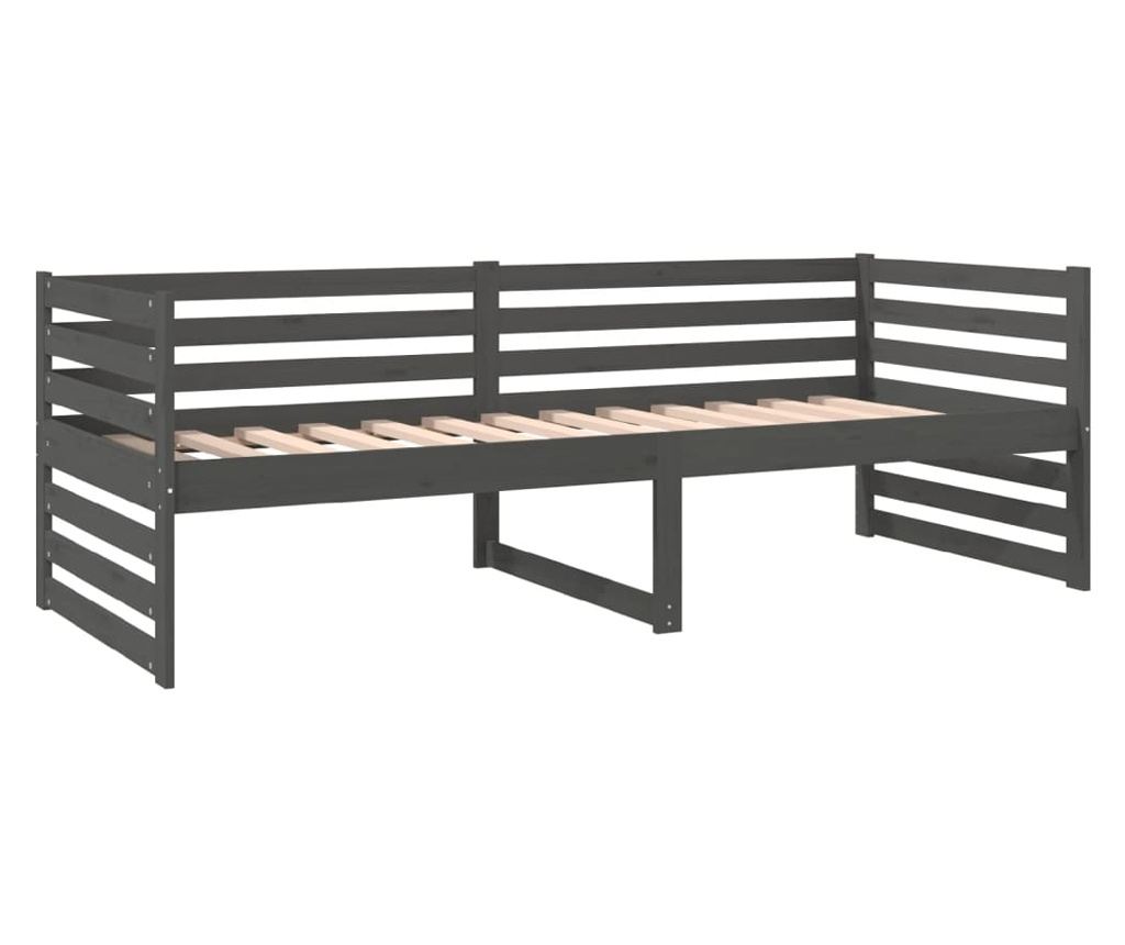 Κρεβάτι ημέρας, Γκρι, 80x200 εκ., Μασίφ ξύλο πεύκου - 7