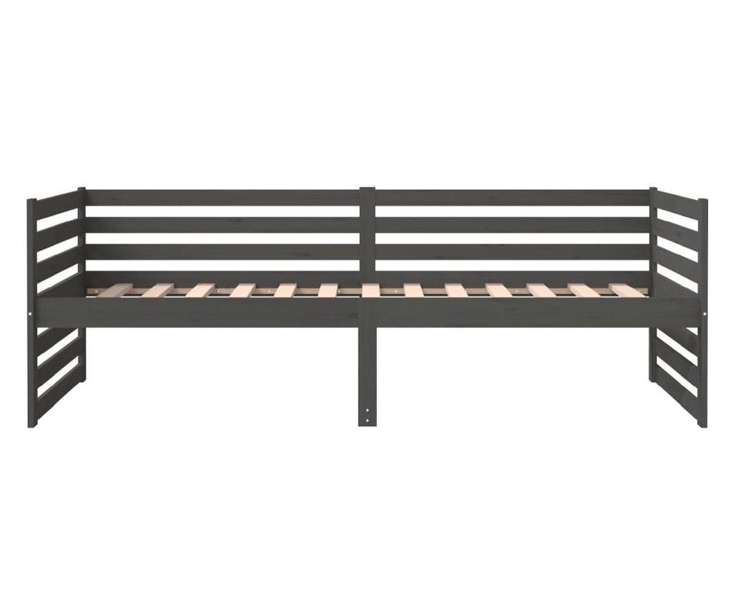 Κρεβάτι ημέρας, Γκρι, 80x200 εκ., Μασίφ ξύλο πεύκου - 8