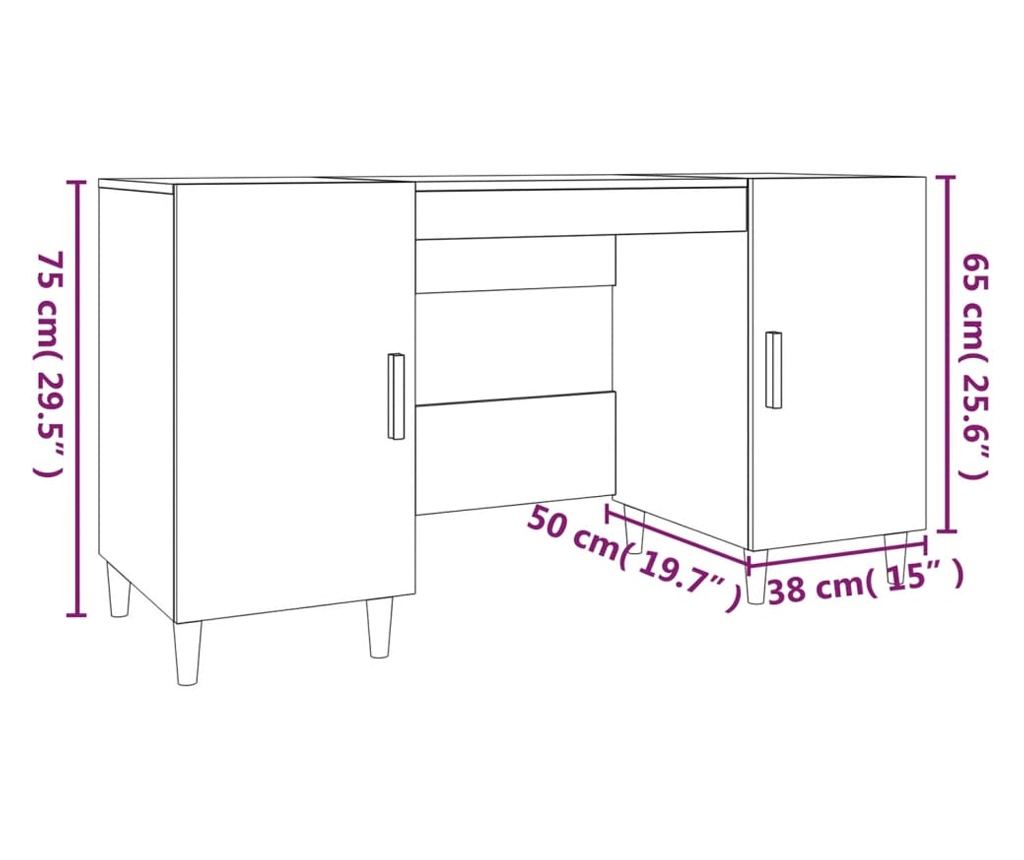 Γραφείο, καφέ δρυς, 140x50x75 εκ., σύνθετο ξύλο - 9