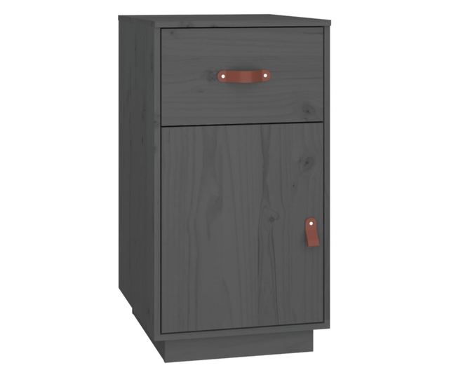 Pisarna s omaricami, siva, 135x50x75 cm, masivno borovo les.