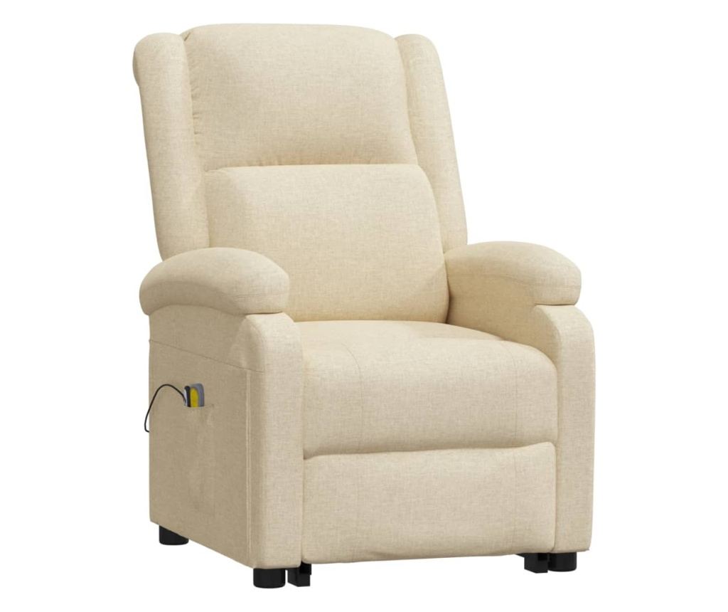 Fotelj za masažo, nastavljiv, s dvigom, krem, tekstilni material - 2