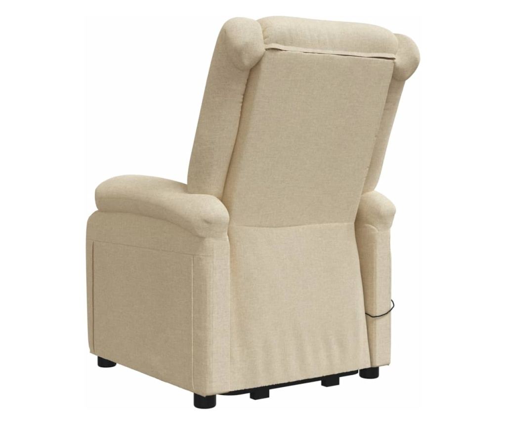 Fotelj za masažo, nastavljiv, s dvigom, krem, tekstilni material - 5