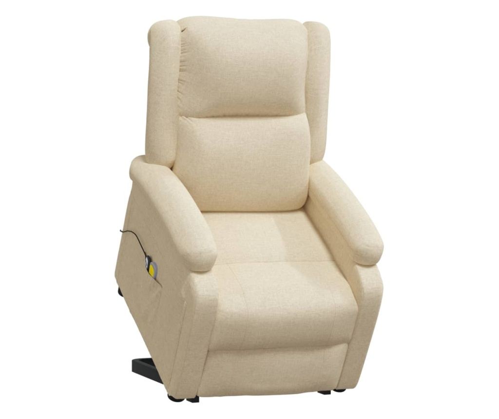 Fotelj za masažo, nastavljiv, s dvigom, krem, tekstilni material - 6