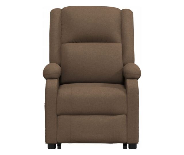 Masazni fotelj z nagibom in dvigom, rjav, tekstil