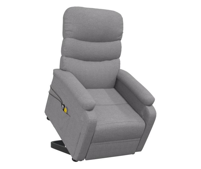 Masazni fotelj z nagibom in dvigom, svetlo siva, tekstil