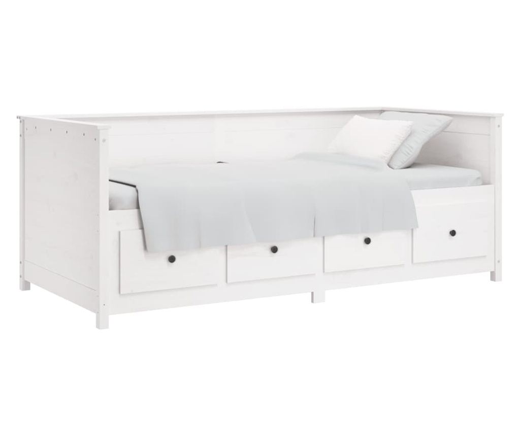 Daybed, Λευκό, 90x200 εκ., Μασίφ Πεύκο - 3